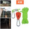 Pulley Ratchet Rope Hanger, Reinforced Metal Gears Wind Rope for Outdoor Backpacks (4mm 4m Light Green) view 2