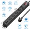 CRST 6 Outlet Heavy Duty Power Strip with Switch, 15A/1875W Metal Mountable Power Strip Surge Protector 2100Joules, Wide Spaced Power Bar for Garage Worshop Home School, 6 FT Cord view 2