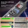 CRST 6 Outlet Heavy Duty Power Strip with Switch, 15A/1875W Metal Mountable Power Strip Surge Protector 2100Joules, Wide Spaced Power Bar for Garage Worshop Home School, 6 FT Cord view 3