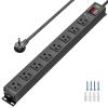 CRST 8 Outlet Metal Heavy Duty Power Strip, 2100J Surge Protector, 6FT Cord Mountable Wide Spaced Industrial Power Strip,15A/1875W view 1