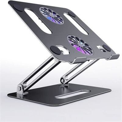 TATSEN Foldable Laptop Cooling Stand Desk Dual Cooling Fan Adjustable Base Aluminum Stand for Laptop (Color : E, Size : 24.9 * 22 * 2.7)