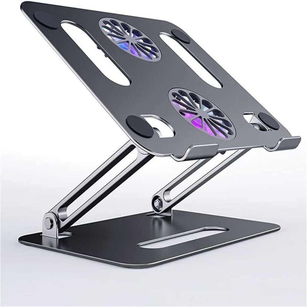 TATSEN Foldable Laptop Cooling Stand Desk Dual Cooling Fan Adjustable Base Aluminum Stand for Laptop (Color : E, Size : 24.9 * 22 * 2.7)
