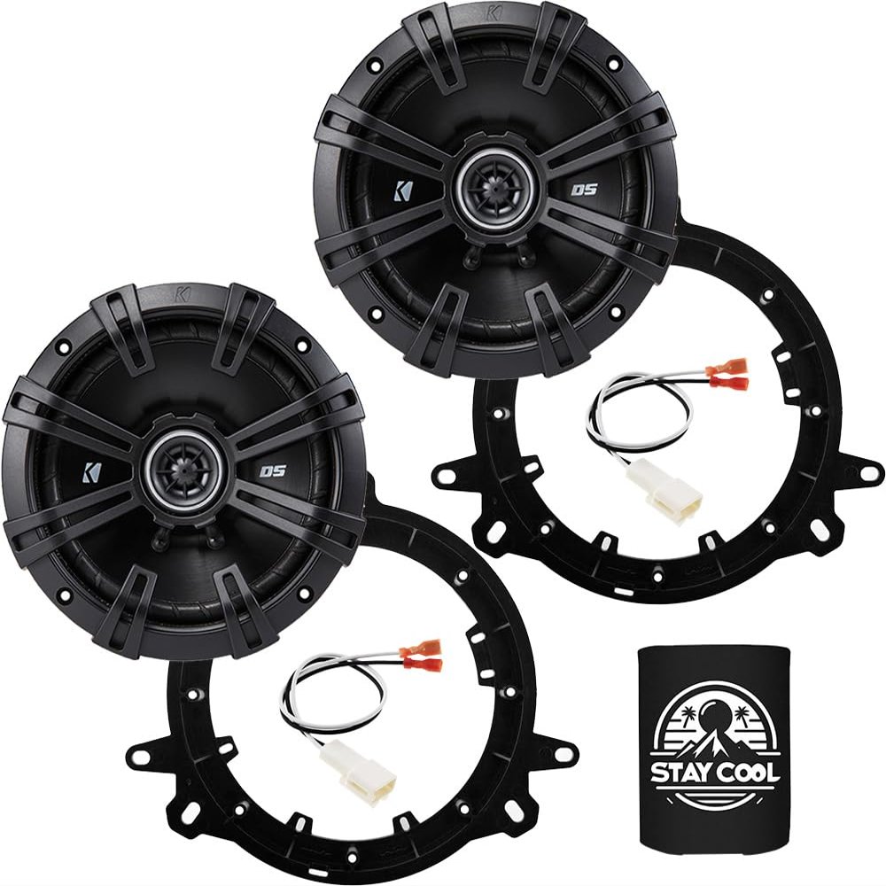 KICKER Speakers 6.5 inch for Toyota Tundra 2014-2018 Upgrade Kit - Pair of DS Series with Adapters and Harness, Coaxial 6 1/2 Car Audio Rear Door Speaker DSC650, 43DSC6504