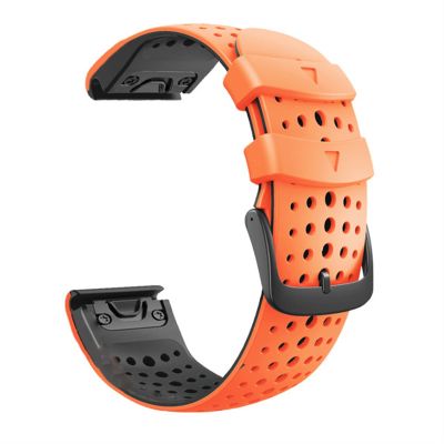 BRART Quick Release Easy Fit Silicone Watch Band For Garmin Fenix 7 7X Forerunner 935 945 EasyFit Wirstband 22MM Strap (Color : Orange Black, Size : 26mm Fenix 7X)