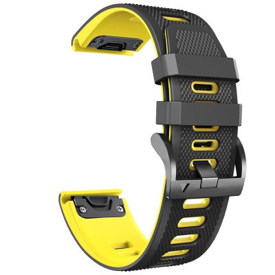 BRART Quickfit Watchband 26 22mm Strap For Garmin Fenix 7 7x Watch Easyfit Wristband For Garmin Fenix 6 6x 5x 5 3HR Forerunner 935 945 (Color : Black Yellow, Size : 26mm Fenix 3 3HR)