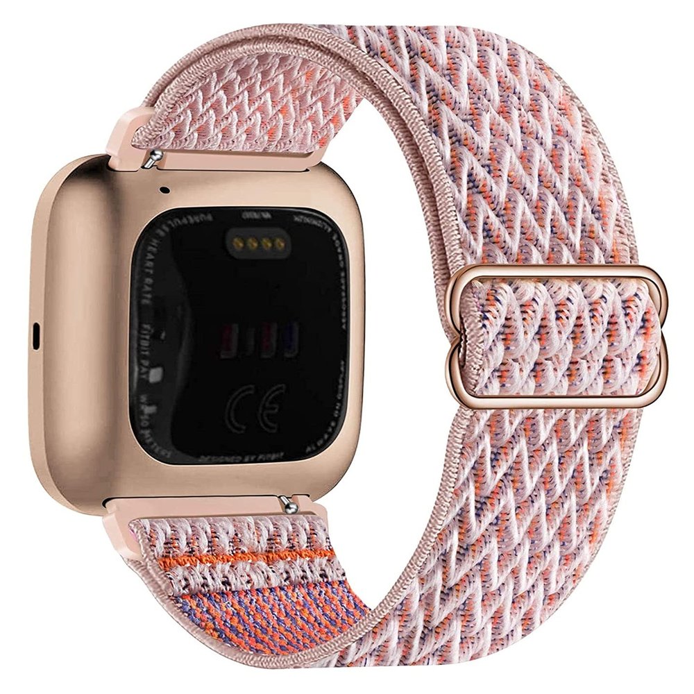 BRART Stretchy Nylon Bands for Fitbit Versa/Versa 2/Versa Lite/Versa SE for Women Men,Adjustable Breathable Fabric Sport Elastic Wristband (Color : Pink Sand)