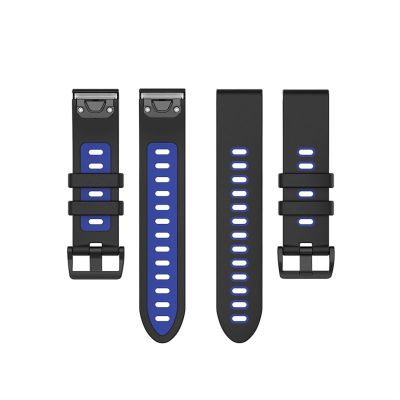 FULNES 26 22mm Quick Release Watchband For Garmin Fenix 7 7X 7S 3HR 945 Silicone Easyfit Wrist Strap For Fenix 6 Fenix 5 Watch (Color : Black Blue, Size : Fenix 7)