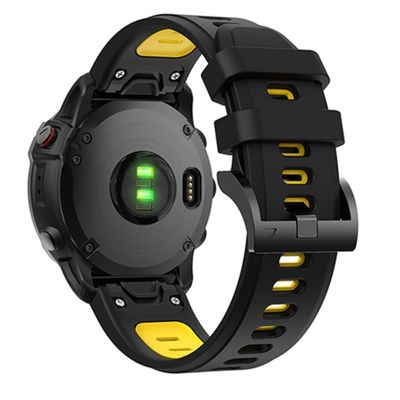 BKUANE Silicone Watchband For Garmin Fenix 7 Smart Watch Quick Release Wristband for Garmin Fenix 6 5 Plus 935 945 S60 Strap (Color : Black Yellow, Size : 22mm Quatix5)