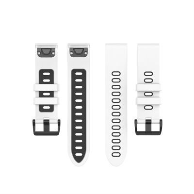 FULNES 26 22mm Quick Release Watchband For Garmin Fenix 7 7X 7S 3HR 945 Silicone Easyfit Wrist Strap For Fenix 6 Fenix 5 Watch (Color : White Black, Size : Fenix 7X)