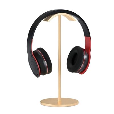 Headset Holder Headphone Stand U-Type Arc Aluminum Headphone Stand Rack Stable Gaming Headset Holder Earphone Rack Non-Slip Silicone Pad Headset Stand Headphone Holder (Color : Gold)
