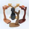 Headset Holder Headphone Stand Desktop Handmade Earphone Rack Game Table Accessories Multi-Function Headphone Holder Simple Solid Wood Headset Stand Headset Stand Headphone Holder (Color : Walnut) view 4
