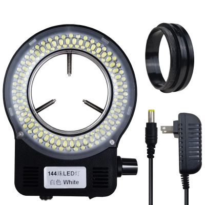 UPWTKIM Light Microscope LED Ring Illuminator, Adjustable 144 LEDs Ring Light Source for Industry Monocular Binocular Trinocular Stereo Microscope & Camera