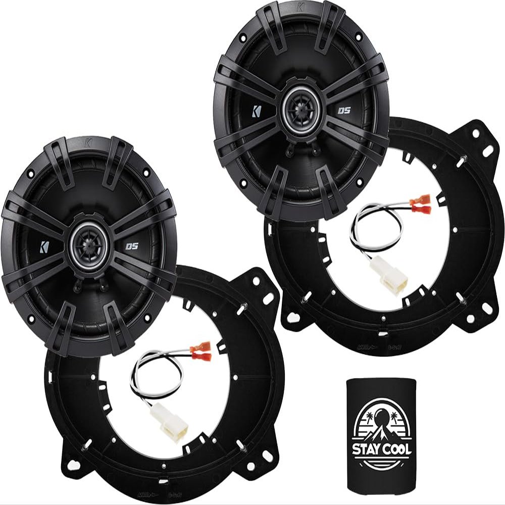 KICKER Speakers 6.5 inch for Toyota 4Runner 2003-2009 Upgrade Kit - Pair of DS Series with Adapters and Harness, Coaxial 6 1/2 Car Audio Front Door Speaker DSC650, 43DSC6504