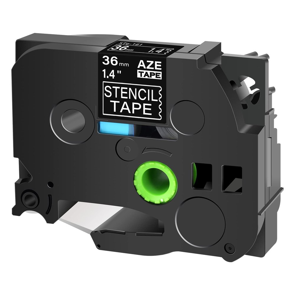 6 Pack Replacement Compatible for Brother P-Touch STE Label Tape STe-161 ST161 36mm 1.4 Black on Clear Mobile Stencil Tape PT9200dx PT9400 PT9500pc PT9600 PT9700PC Label Printer