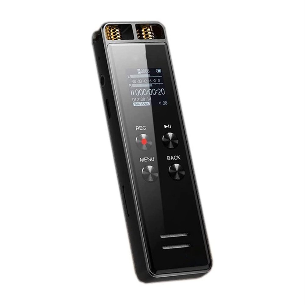 QIYUDS Digital Voice Recorder 16GB Touch Screen Voice Activated Recorder for Lectures/Meetings/Class, 1536kbps Stereo HD-Audio Recording Device with Dual Microphones - Rechargeable (Black) (Size : 32