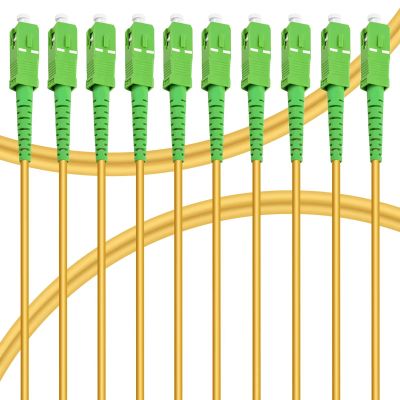 Bangun 10Pack - 3m SC/APC to SC/APC Fiber Optic Internet Cable, Single Mode Patch Cable, Fiber Optic Jumper Optical Patch Cord - SIMPLEX - 9/125um - OS1/OS2 Compatible, LSZH Yellow