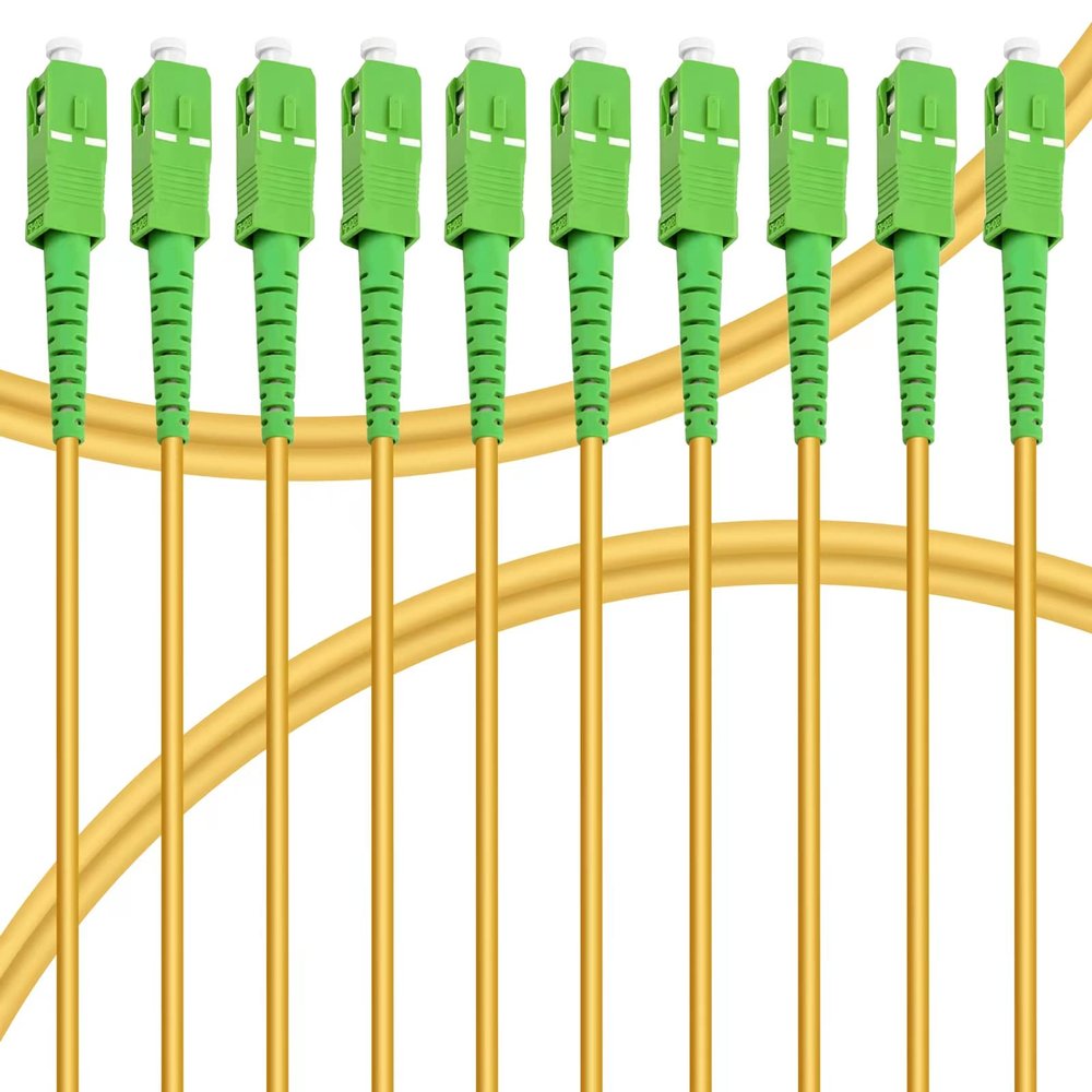Bangun 10Pack - 3m SC/APC to SC/APC Fiber Optic Internet Cable, Single Mode Patch Cable, Fiber Optic Jumper Optical Patch Cord - SIMPLEX - 9/125um - OS1/OS2 Compatible, LSZH Yellow