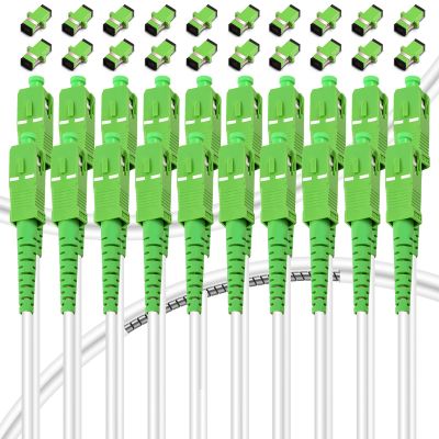 Bangun 20Pack - 10m SC/APC to SC/APC Fiber Optic Internet Cable, Armored Single Mode Patch Cable, Fiber Optic Jumper Optical Patch Cord - SIMPLEX - 9/125um - OS1/OS2 Compatible, LSZH White
