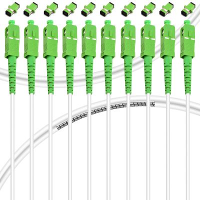 Bangun 10Pack - 10m SC/APC to SC/APC Fiber Optic Internet Cable, Armored Single Mode Patch Cable, Fiber Optic Jumper Optical Patch Cord - SIMPLEX - 9/125um - OS1/OS2 Compatible, LSZH White