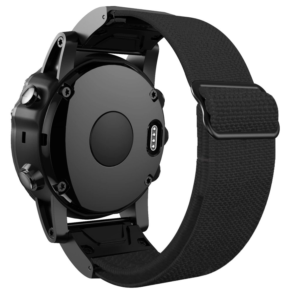 AEMALL 26mm Quick Release Nylon Loop Elastic Watchband Strap For Garmin Fenix 6X 6 Pro Fenix 5X 5 Plus 3HR Tactix Delta MK2 Smart Watch (Color : Preto, Size : 26mm Fenix 5X 5XPlus)