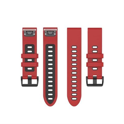 CZKE 26 22mm Quick Release Watchband For Garmin Fenix 7 7X 7S 3HR 945 Silicone Easyfit Wrist Strap For Fenix 6 Fenix 5 Watch (Color : Red Black, Size : Fenix 7)