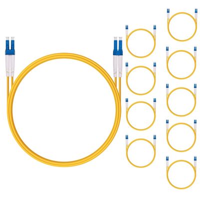 10 Pack 0.5M OS2 LC to LC Fiber Patch Cable, Single Mode SFP Fiber Jumper, Duplex LC-LC 9/125um, LSZH, 1.64ft, for 1G/10G SMF SFP Transceiver, Router, Networks and More, Available 0.2m - 100m