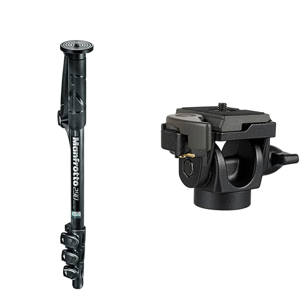 Manfrotto 290 Carbon Fiber 4-Section Monopod (MM290C4US) & 234RC Monopod Head Quick Release - Replaces 3229