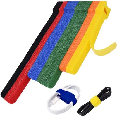 80pcs Cable Ties Reusable Multicolor Wire Ties Cable Management Cord Ties Reusable for Electronics Hook and Loop Cable Ties for Computer 4 6 8 Inch with 6 Colors