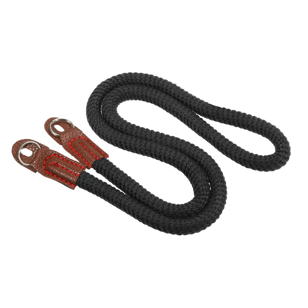 PATIKIL Camera Shoulder Strap, Cotton Soft Long Woven Round Cord Rope Holder with Mounting Ring for Outdoor Photography Camera, Black