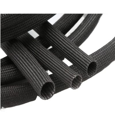 GatherTOOL 1M/pc Fiberglass Tube Dia 1mm ~ 40mm 600 Deg.C High Temperature Chemical Glass Fiber Braided Sleeve Soft Wire Pipe Protector (Color : Black, Size : 16mm)