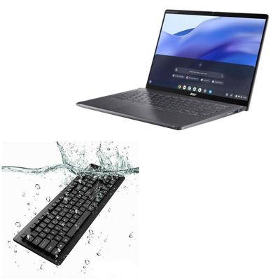 BoxWave Keyboard Compatible with Acer Chromebook Spin 714 (CP714-1WN) - AquaProof USB Keyboard, Washable Waterproof Water Resistant - Jet Black