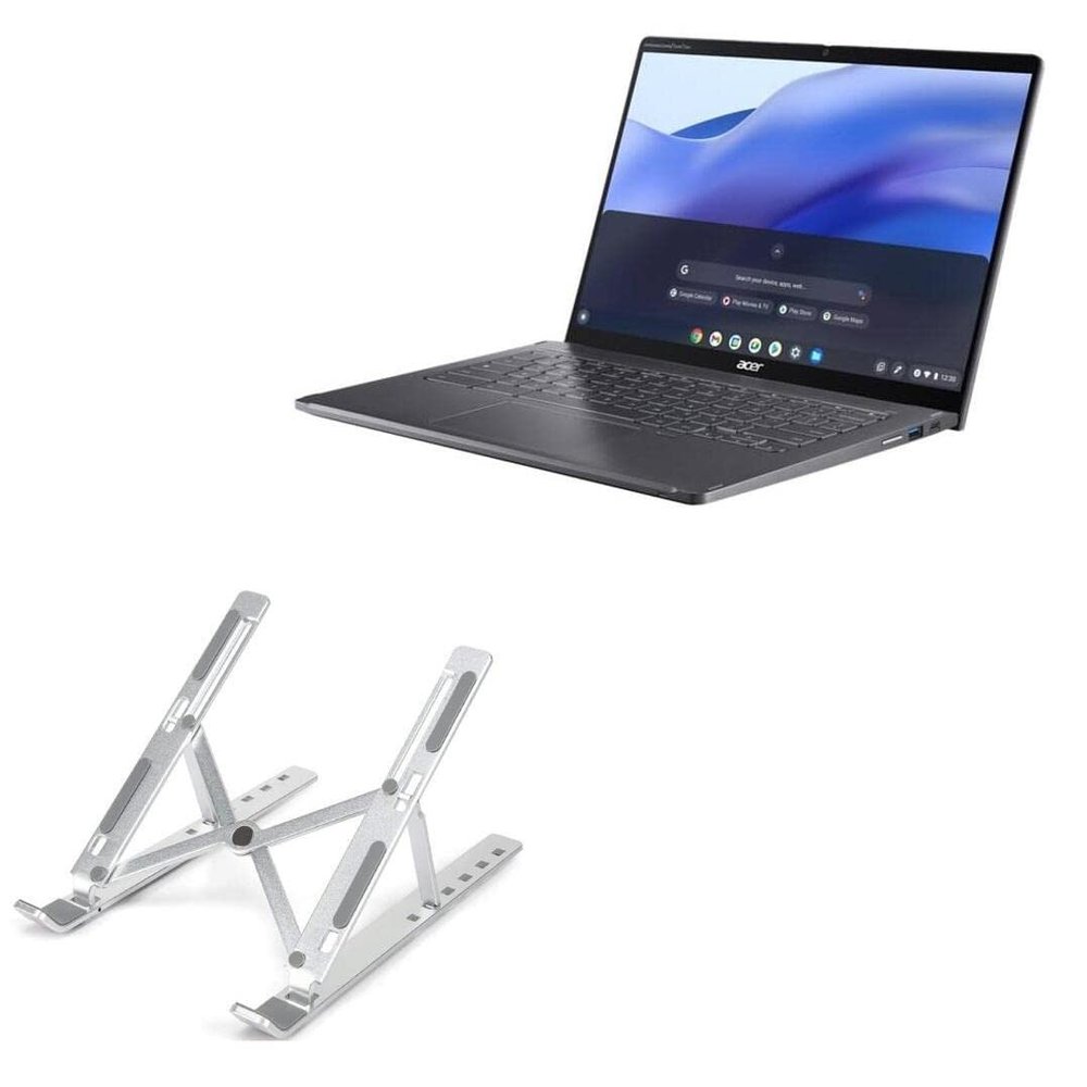 BoxWave Stand and Mount Compatible with Acer Chromebook Spin 714 (CP714-1WN) - Compact QuickSwitch Stand, Portable Multi Angle Viewing Foldable Riser - Metallic Silver