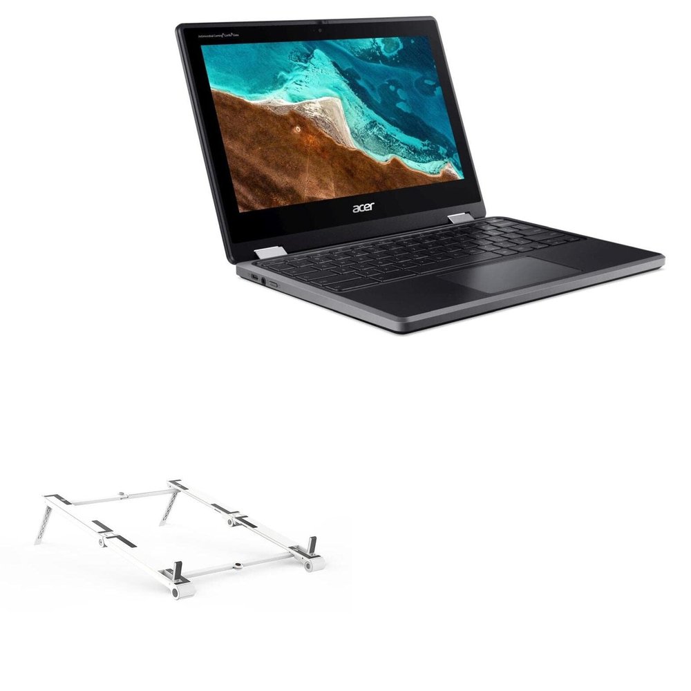 BoxWave Stand and Mount Compatible with Acer Chromebook Spin 311 (R723T) - Pocket Aluminum Stand 3-in-1, Portable Multi Angle Viewing Riser - Metallic Silver