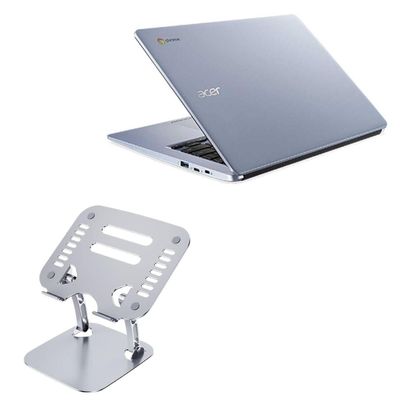 BoxWave Stand and Mount Compatible with Acer Chromebook 314 (CB314-2H) - Executive VersaView Laptop Stand, Ergonomic Adjustable Viewing Angle Metallic Riser - Metallic Silver