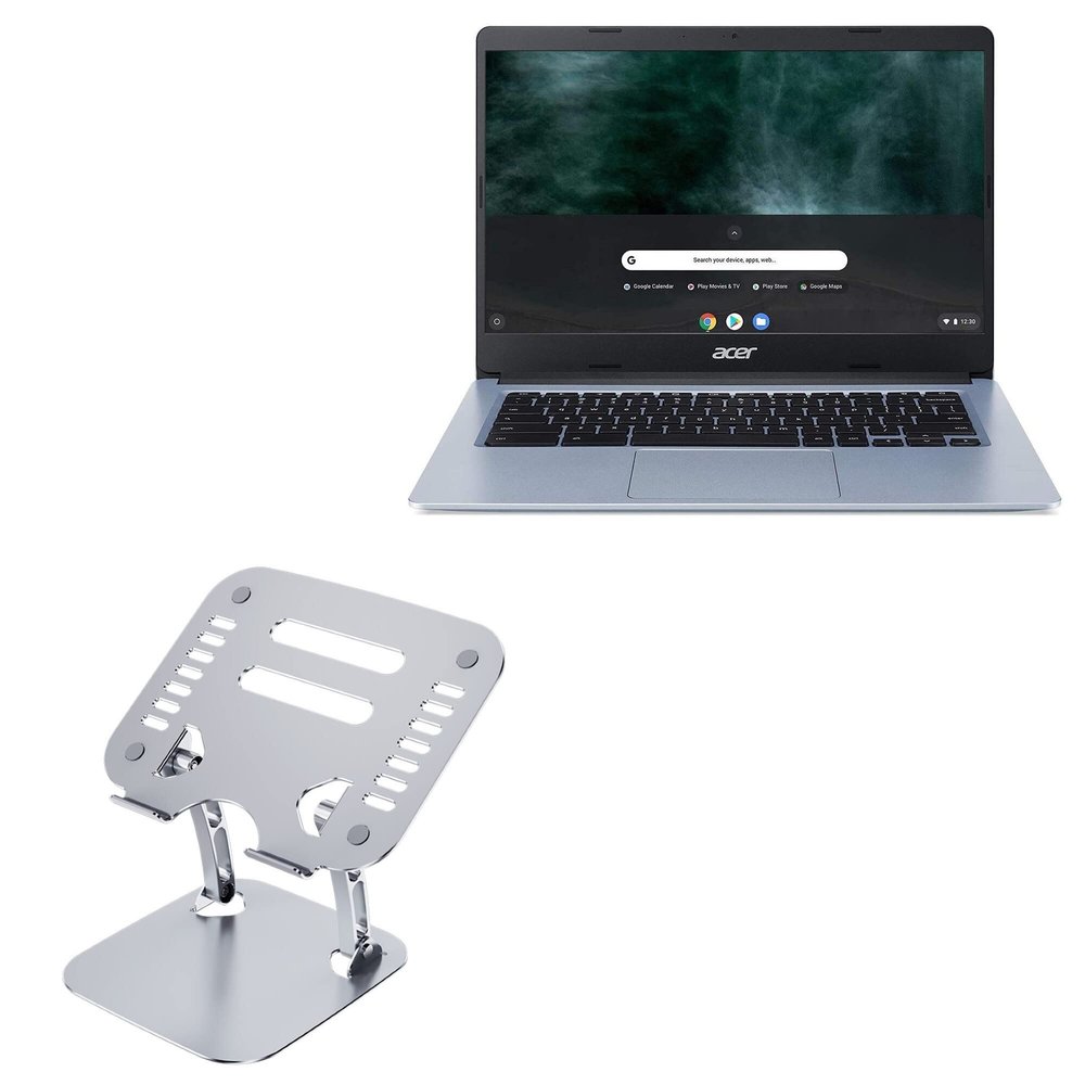 BoxWave Stand and Mount Compatible with Acer Chromebook 314 (C934) - Executive VersaView Laptop Stand, Ergonomic Adjustable Viewing Angle Metallic Riser - Metallic Silver