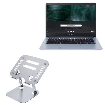 BoxWave Stand and Mount Compatible with Acer Chromebook 314 (CB314-3HT) - Executive VersaView Laptop Stand, Ergonomic Adjustable Viewing Angle Metallic Riser - Metallic Silver