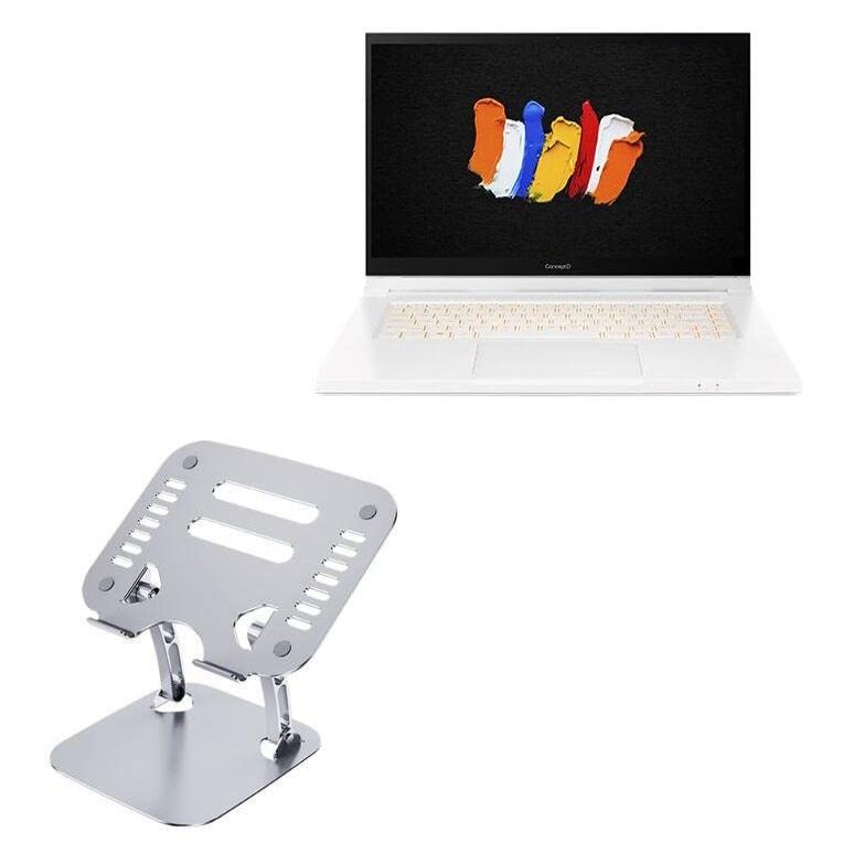 BoxWave Stand and Mount Compatible with Acer ConceptD 3 Ezel (CC315-72) - Executive VersaView Laptop Stand, Ergonomic Adjustable Viewing Angle Metallic Riser - Metallic Silver