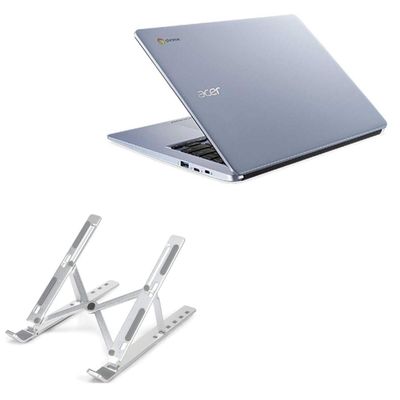 BoxWave Stand and Mount Compatible with Acer Chromebook 314 (CB314-2H) - Compact QuickSwitch Stand, Portable Multi Angle Viewing Foldable Riser - Metallic Silver