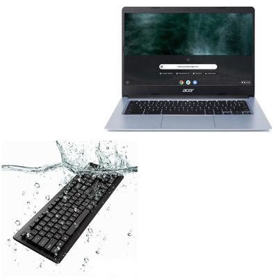 BoxWave Keyboard Compatible with Acer Chromebook 314 (C934) - AquaProof USB Keyboard, Washable Waterproof Water Resistant - Jet Black