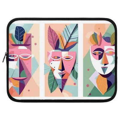 Abstract Face iPad Sleeve - Cute Colorful Tablet Sleeve - Themed Carrying Case - 13 inches