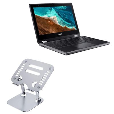 BoxWave Stand and Mount Compatible with Acer Chromebook Spin 311 (R723T) - Executive VersaView Laptop Stand, Ergonomic Adjustable Viewing Angle Metallic Riser - Metallic Silver