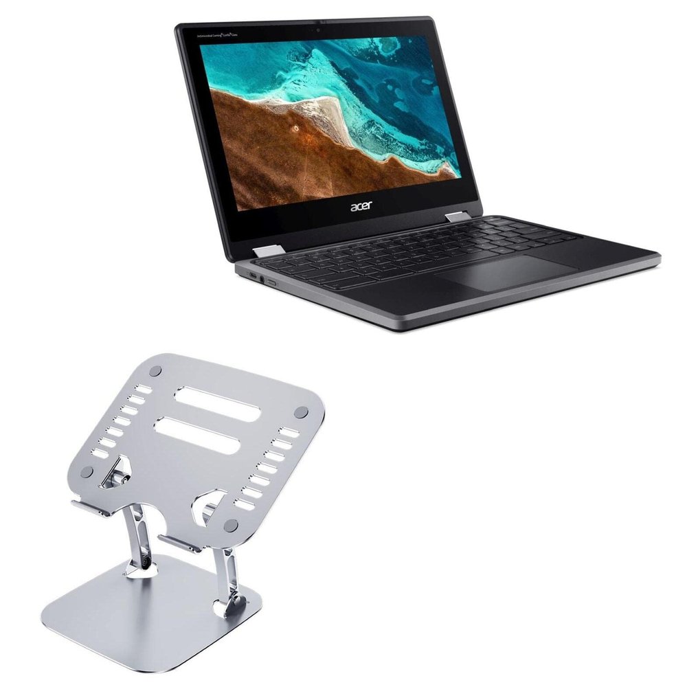 BoxWave Stand and Mount Compatible with Acer Chromebook Spin 311 (R723T) - Executive VersaView Laptop Stand, Ergonomic Adjustable Viewing Angle Metallic Riser - Metallic Silver