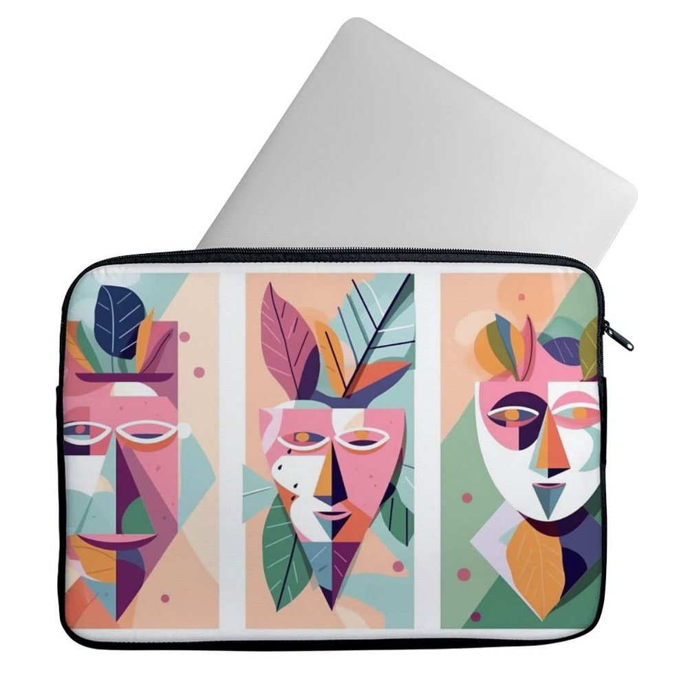 Abstract Face Mac Book Pro 14" Sleeve - Cute Colorful Laptop Sleeve - Themed Mac Book Sleeve