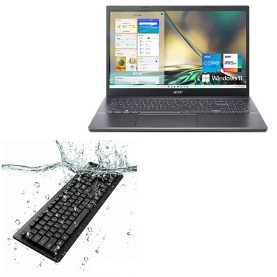 BoxWave Keyboard Compatible with Acer Aspire 5 (A515-57) - AquaProof USB Keyboard, Washable Waterproof Water Resistant - Jet Black