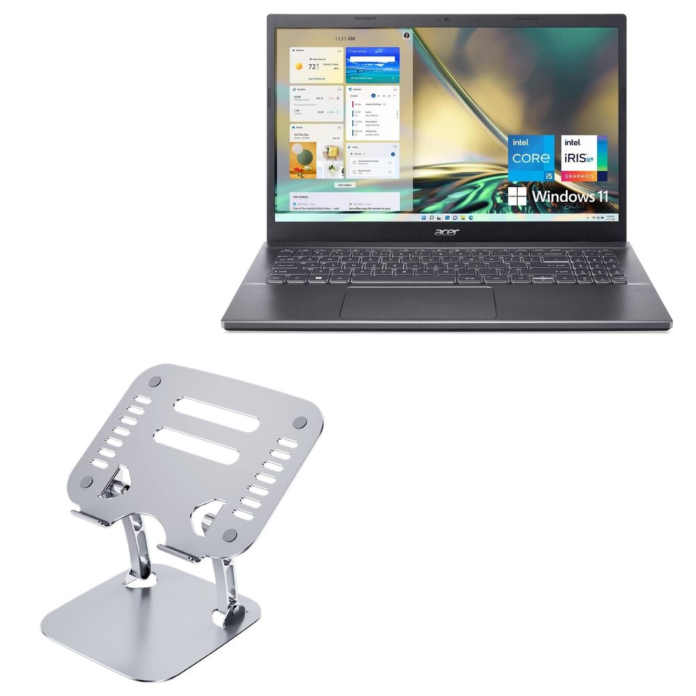 BoxWave Stand and Mount Compatible with Acer Aspire 5 (A515-57) - Executive VersaView Laptop Stand, Ergonomic Adjustable Viewing Angle Metallic Riser - Metallic Silver
