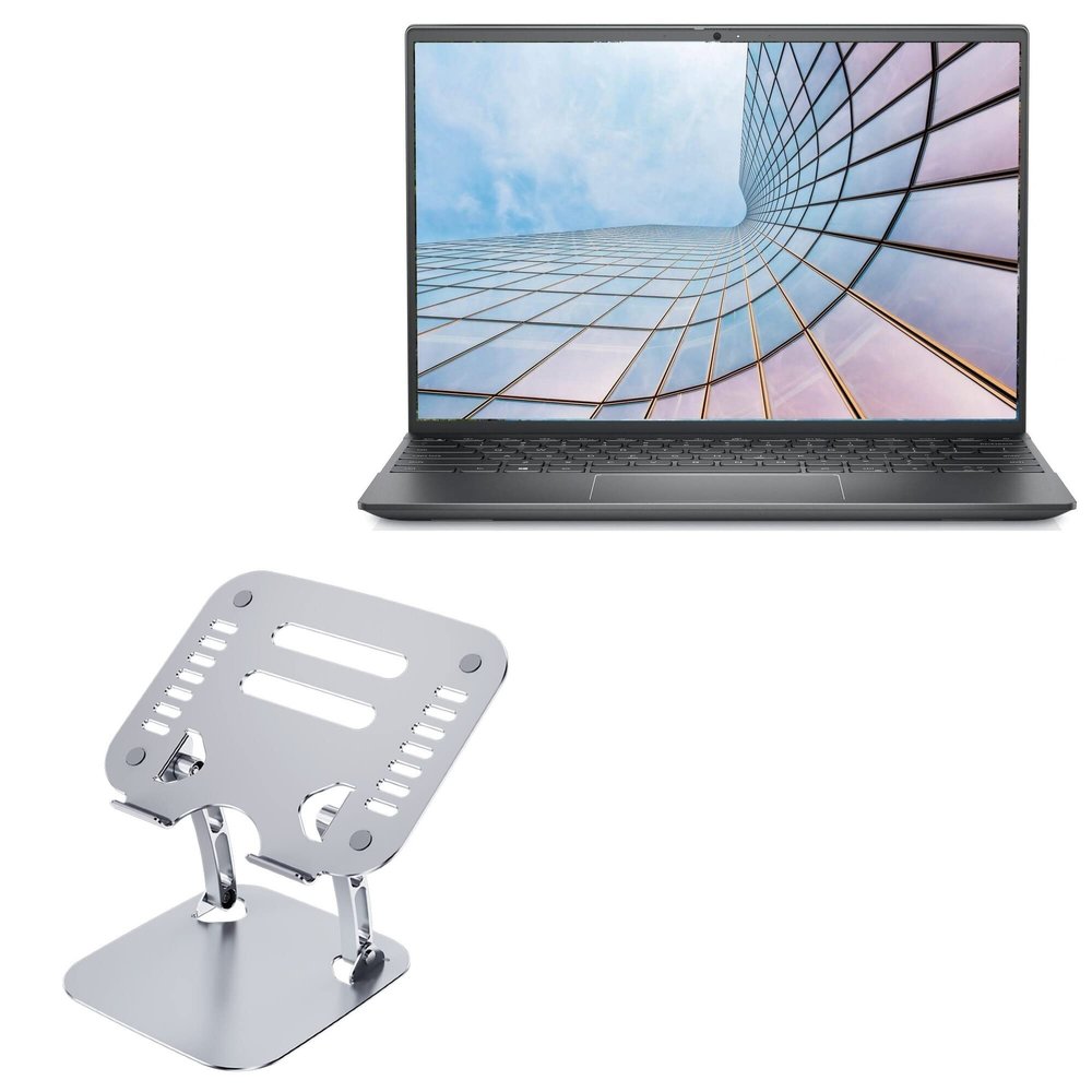 BoxWave Stand and Mount Compatible with Dell Vostro 13 (5310) - Executive VersaView Laptop Stand, Ergonomic Adjustable Viewing Angle Metallic Riser - Metallic Silver