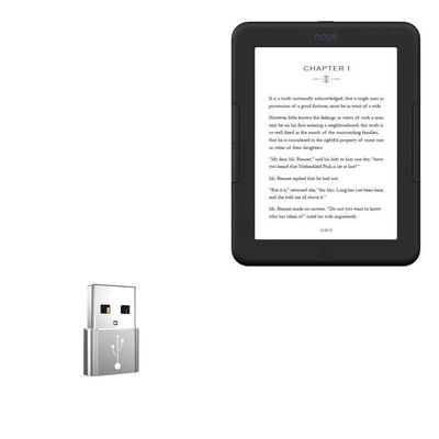 BoxWave Adapter Compatible with Barnes & Noble Nook GlowLight 4e - USB-A to C PortChanger (5-Pack), Type-C OTG Convert Charging Data Adapter - Metallic Silver