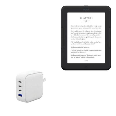BoxWave Charger Compatible with Barnes & Noble Nook GlowLight 4e - PD miniCube (100W), 100W 3 PD Port Wall Charger International - Winter White