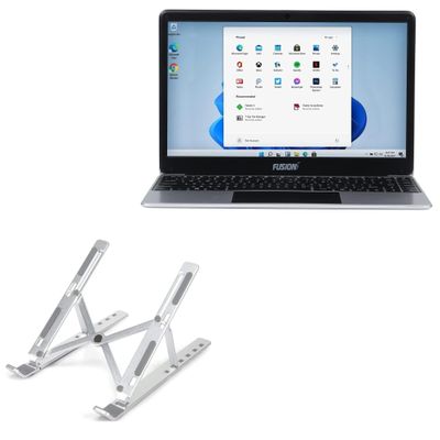 BoxWave Stand and Mount Compatible with Fusion5 Laptop T90B+PRO-128GB (14.1 in) - Compact QuickSwitch Stand, Portable Multi Angle Viewing Foldable Riser - Metallic Silver