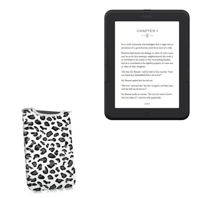 BoxWave Case Compatible with Barnes & Noble Nook GlowLight 4e - Snow Leopard Plush SlipSuit, Animal Leopard Print Padded Soft Sleeve